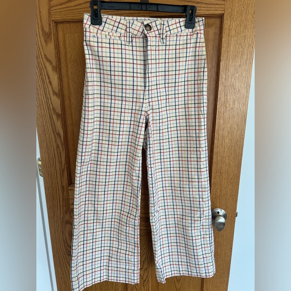 Madewell Rainbow Plaid Wide Leg Crop Pants